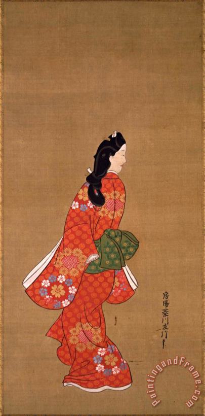Hishikawa Moronobu Beauty Looking Back Art Painting