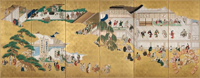Hishikawa Moronobu Scenes From The Nakamura Kabuki Theater Art Painting