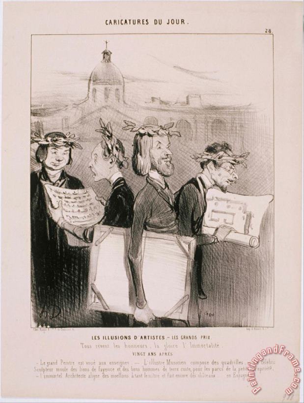 Caricatures Du Jour Les Illusions D'artistes painting - Honore Daumier Caricatures Du Jour Les Illusions D'artistes Art Print