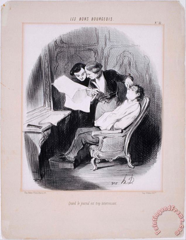 Honore Daumier Les Bons Bourgeois Quand Le Journal Est Trop Interessant Art Print