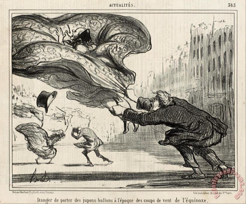 Honore Daumier The Danger of Wearing Hoop Skirts… Art Print