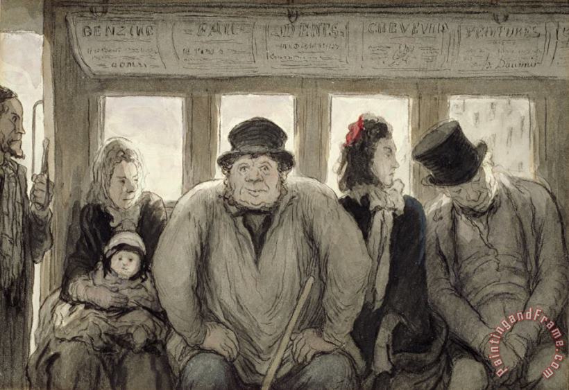 The Omnibus painting - Honore Daumier The Omnibus Art Print