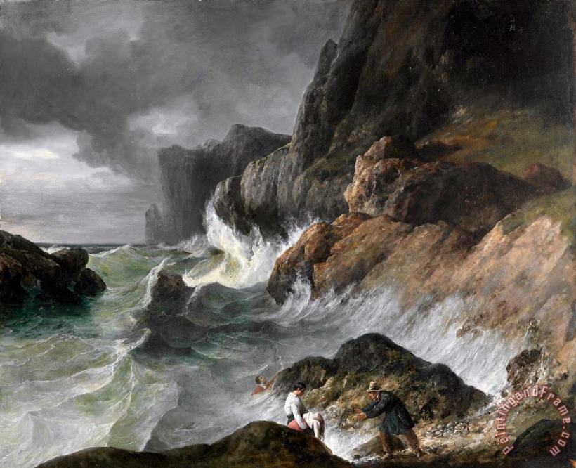 Stormy Coast Scene After a Shipwreck painting - Horace Vernet Stormy Coast Scene After a Shipwreck Art Print