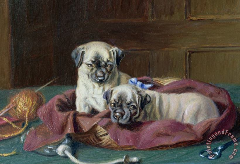  Horatio Henry Couldery Pug Puppies in a Basket Art Print