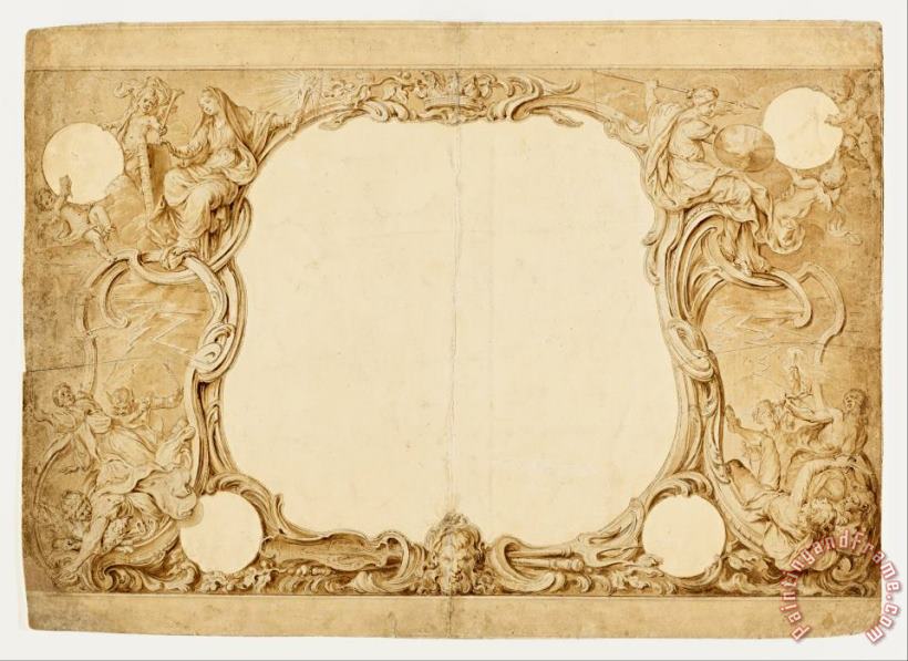 Design for an Ornamental Border, Used for The Surround to The General Chart in John Pine's Tapestry... painting - Hubert-francois Gravelot Design for an Ornamental Border, Used for The Surround to The General Chart in John Pine's Tapestry... Art Print