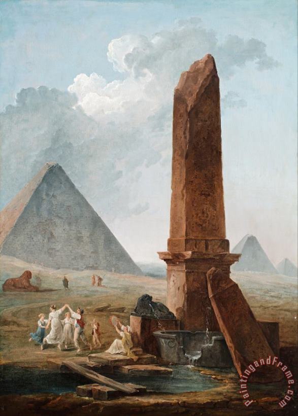 Hubert Robert The Farandole Amidst Egyptian Monuments Art Painting