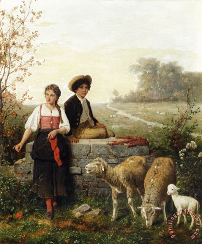 Hubert Salentin The Young Sheep Tenders Art Painting