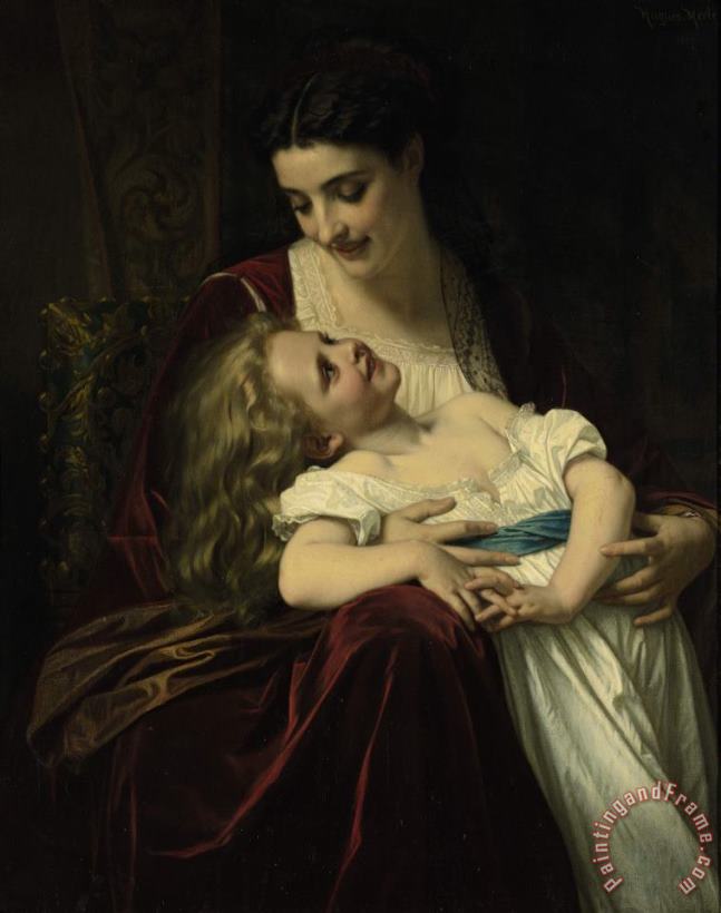 Maternal Affection painting - Hughes Merle Maternal Affection Art Print