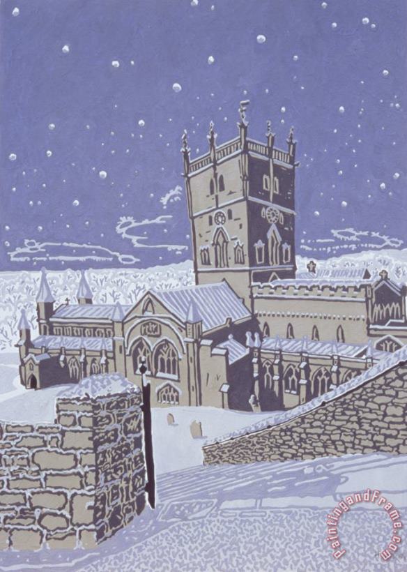 Huw S Parsons St David S Cathedral In The Snow Art Print