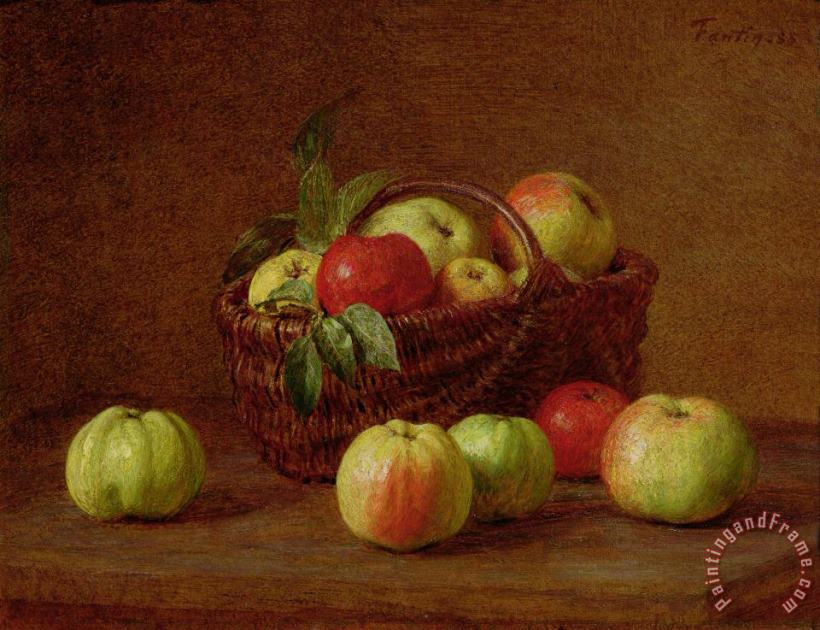 Apples in a Basket and on a Table painting - Ignace Henri Jean Fantin-Latour Apples in a Basket and on a Table Art Print