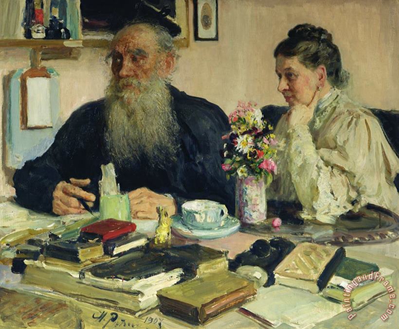 Leo Tolstoy With His Wife In Yasnaya Polyana painting - Ilya Efimovich Repin Leo Tolstoy With His Wife In Yasnaya Polyana Art Print