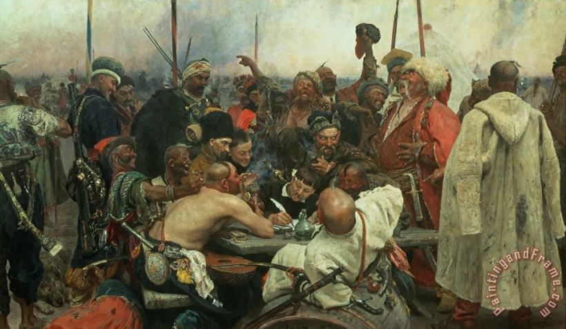 Ilya Efimovich Repin The Zaporozhye Cossacks writing a letter to the Turkish Sultan Art Print