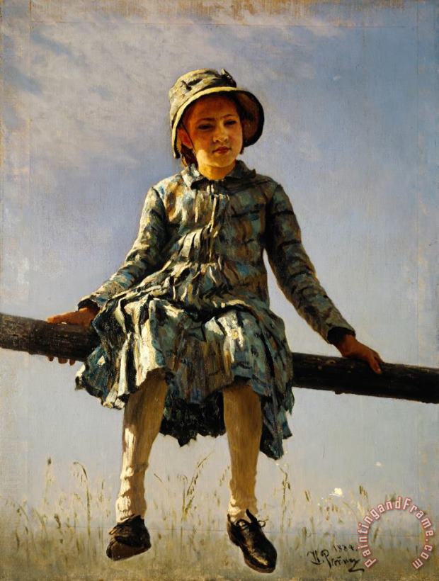 Ilya Repin Dragonfly. Painter's Daughter Portrait Art Painting