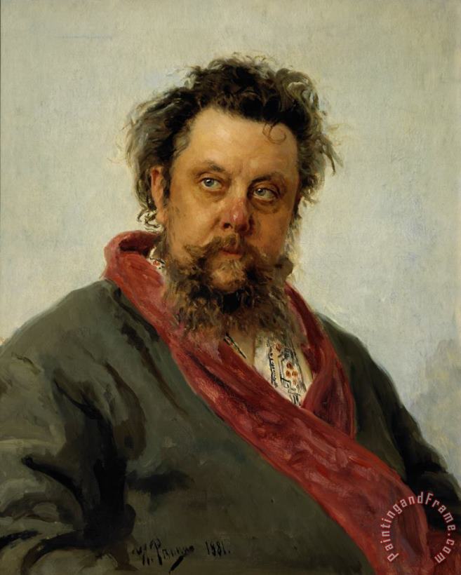 Ilya Repin Portrait of the composer Mussorgsky Art Painting