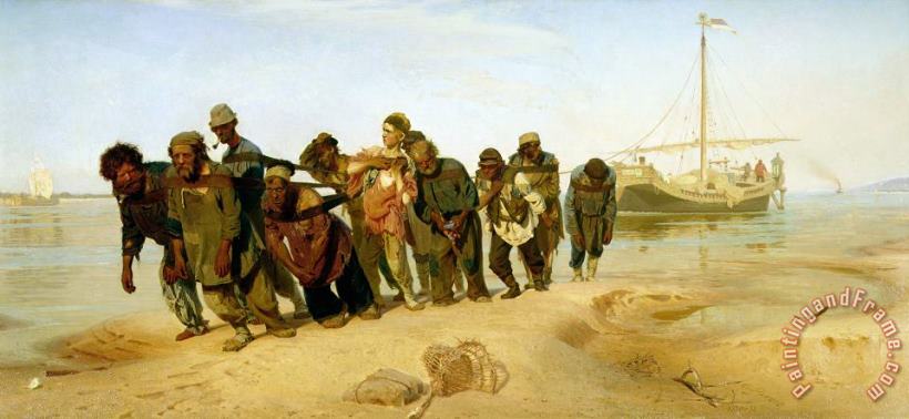 The Boatmen on The Volga painting - Ilya Repin The Boatmen on The Volga Art Print