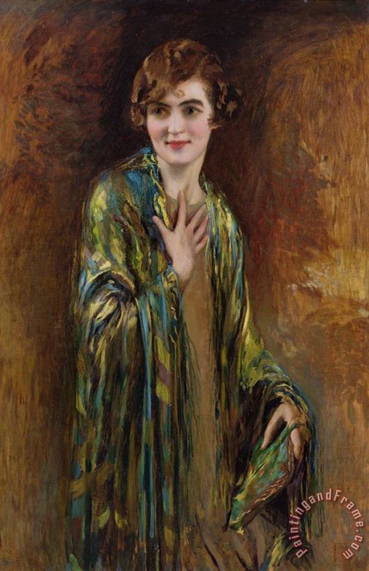 Isaac Cohen Portrait of a girl with a green shawl Art Painting