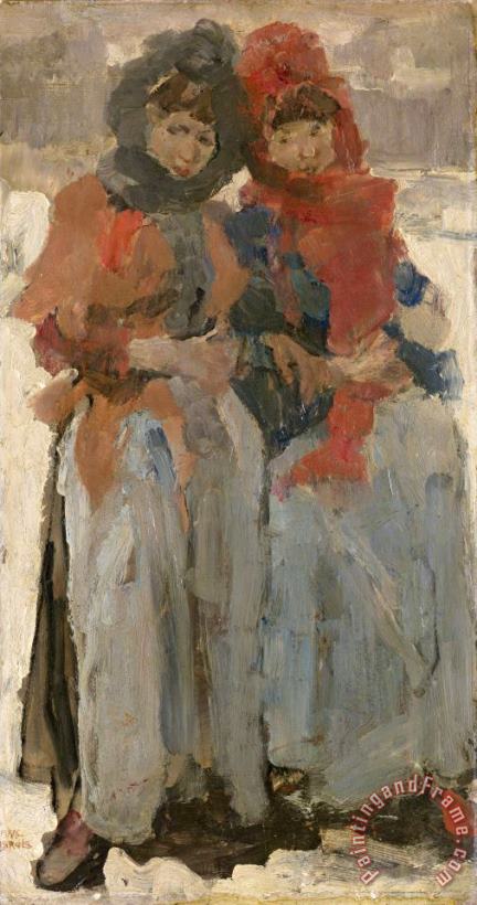 Two Young Women in The Snow painting - Isaac Israels Two Young Women in The Snow Art Print