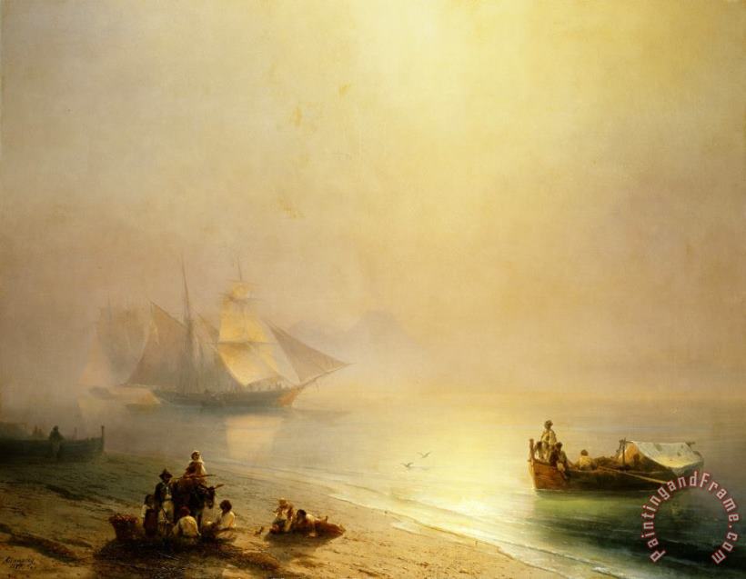 Ivan Ayvazovsky Fisherfolk on The Seashore, The Bay of Naples Art Print