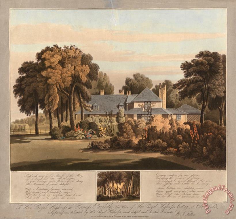 View of Hrh The Princess Elizabeth's Cottage at Old Windsor with a View of The Moss House Below 2 painting - J. Clark View of Hrh The Princess Elizabeth's Cottage at Old Windsor with a View of The Moss House Below 2 Art Print