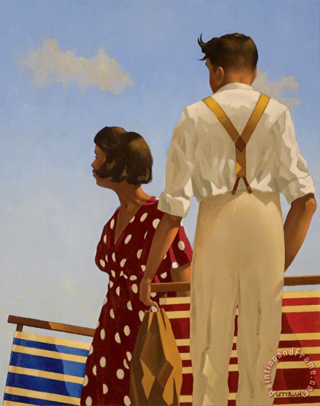 Deck Chairs, 1991 painting - Jack Vettriano Deck Chairs, 1991 Art Print