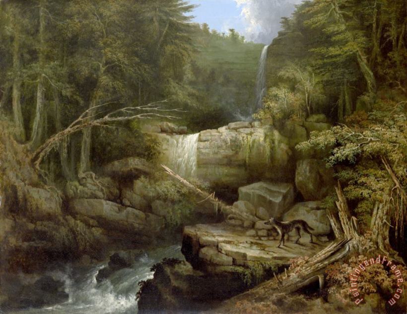 Jacob C. Ward Wolf in The Glen (cattskill Falls) Art Print