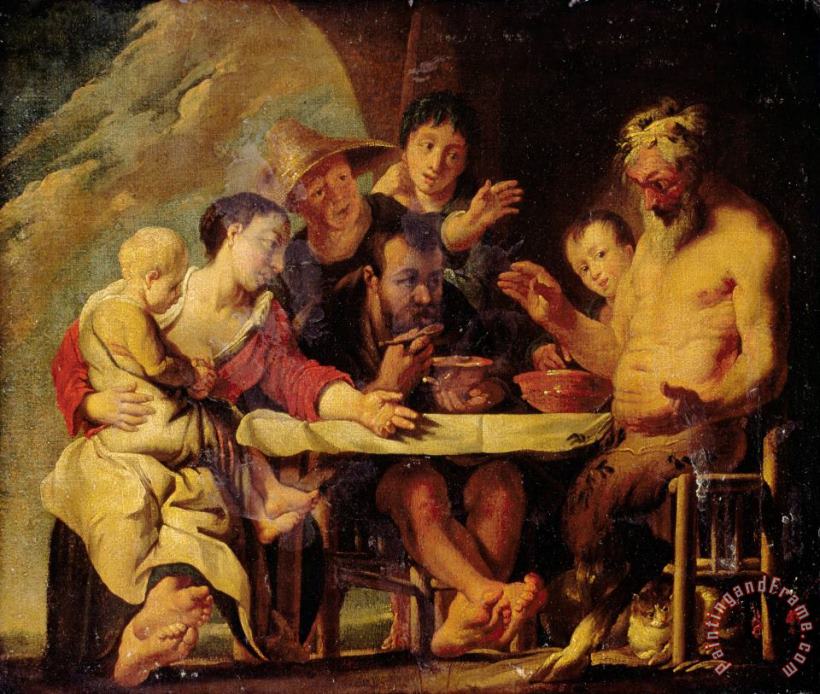 Jacob Jordaens Satyr And Peasants Art Painting