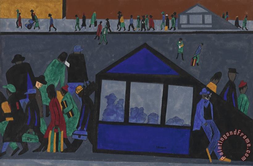 Jacob Lawrence Subway Home From Work Art Painting
