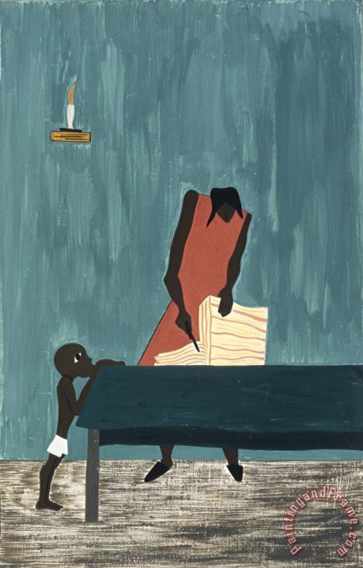 Jacob Lawrence The Migration Series, Panel No. 11: Food Had Doubled in Price Because of The War. Art Painting