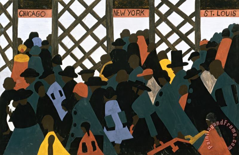 Jacob Lawrence The Migration Series, Panel No. 1: During World War I There Was a Great Migration North by Southern African Americans. Art Print