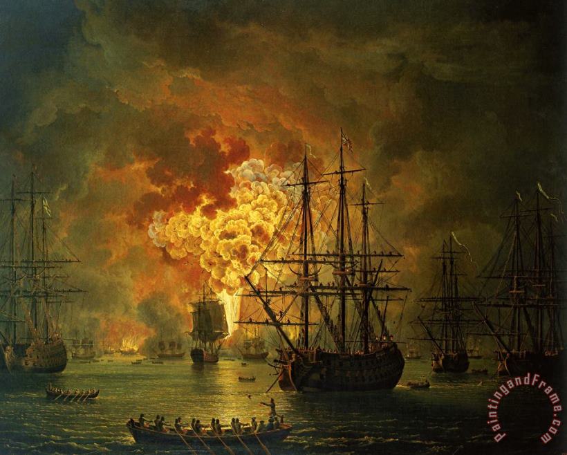 The Destruction Of The Turkish Fleet At The Bay Of Chesma painting - Jacob Philippe Hackert The Destruction Of The Turkish Fleet At The Bay Of Chesma Art Print
