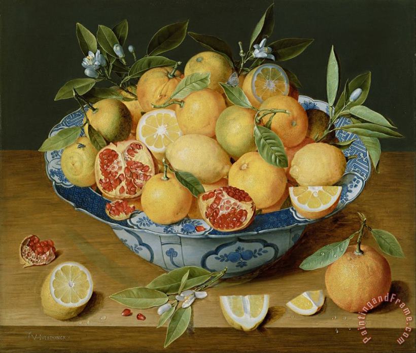 Still Life with Lemons, Oranges And a Pomegranate painting - Jacob van Hulsdonck Still Life with Lemons, Oranges And a Pomegranate Art Print