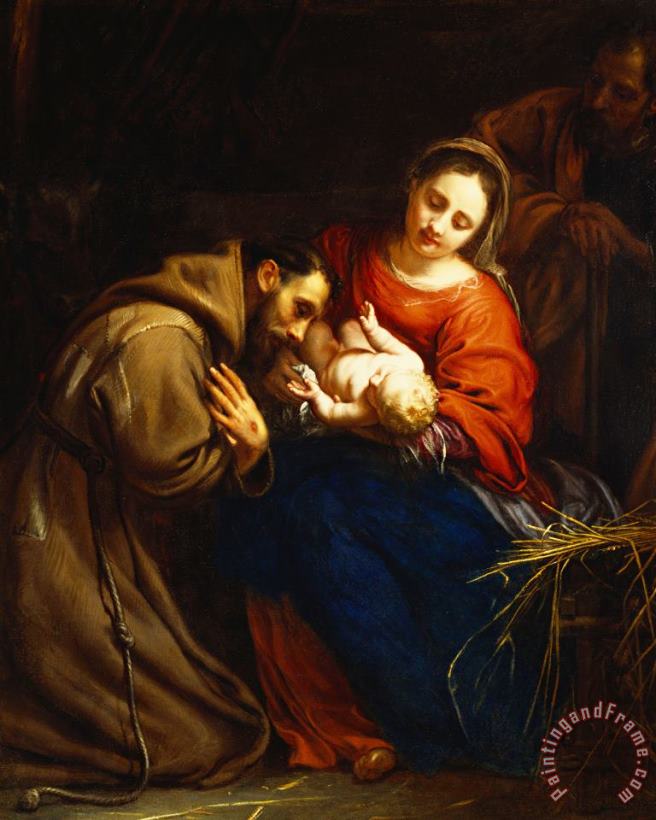 Jacob van Oost The Holy Family with Saint Francis Art Painting