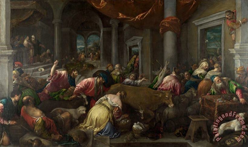 Jacopo Bassano and workshop The Purification of The Temple Art Print