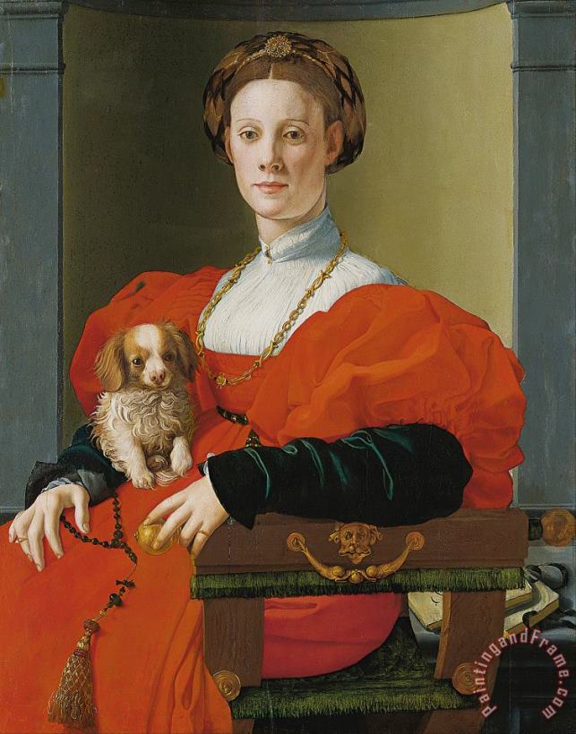 Portrait of a Lady with a Lapdog painting - Jacopo Pontormo Portrait of a Lady with a Lapdog Art Print