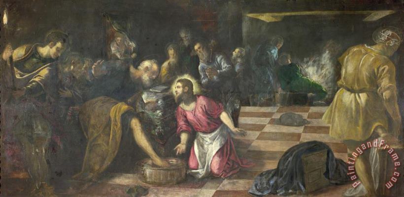 Christ Washing The Feet of The Disciples painting - Jacopo Robusti Tintoretto Christ Washing The Feet of The Disciples Art Print