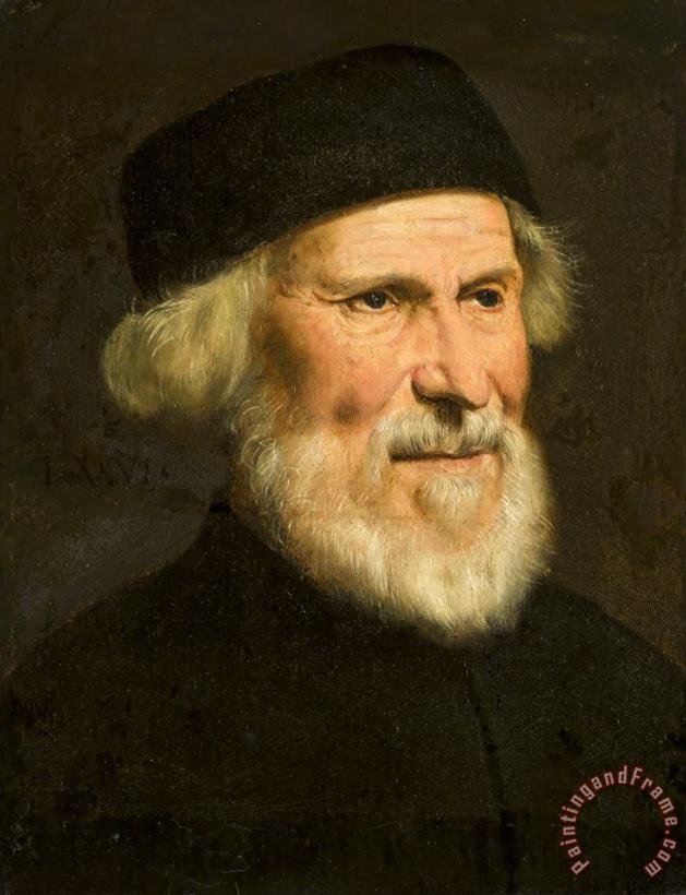 Portrait of a Venetian painting - Jacopo Robusti Tintoretto Portrait of a Venetian Art Print