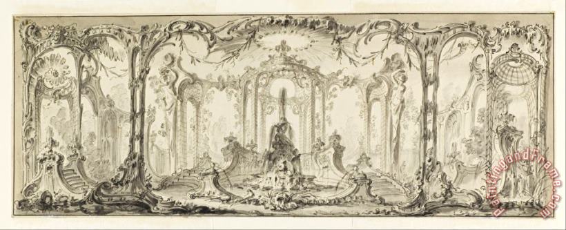 Design for an Ornamental Decoration painting - Jacques de Lajoue Design for an Ornamental Decoration Art Print