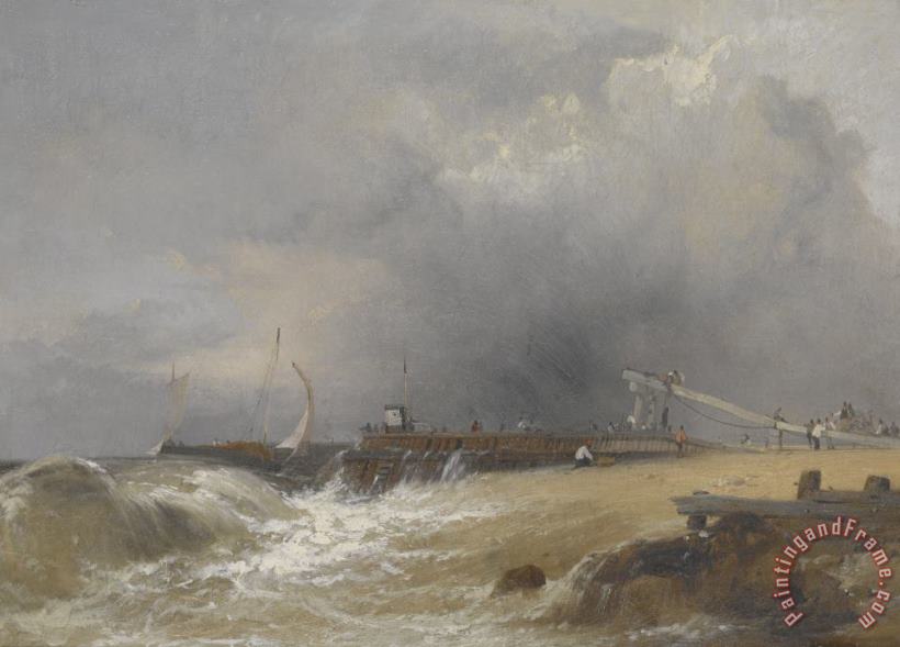 James Baker Pyne Littlehampton pier on the Sussex Coast Art Painting
