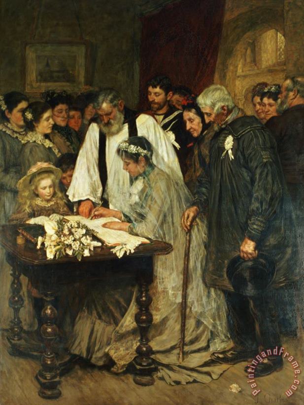 Signing the Marriage Register painting - James Charles Signing the Marriage Register Art Print