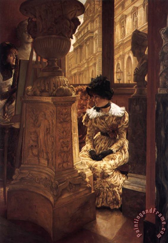 In The Louvre painting - James Jacques Joseph Tissot In The Louvre Art Print