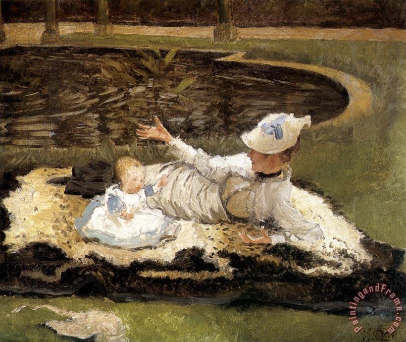 James Jacques Joseph Tissot Mrs Newton with a Child by a Pool Art Painting