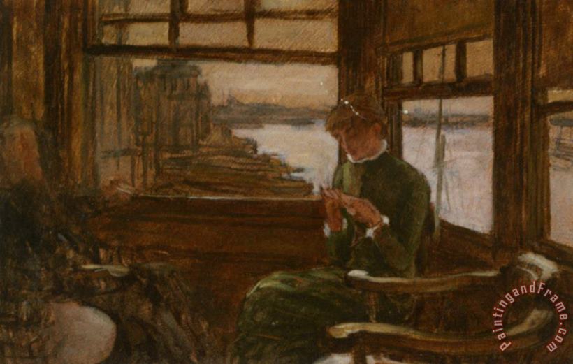James Jacques Joseph Tissot Study of Cathlene Newton in a Thames Tavern Art Painting
