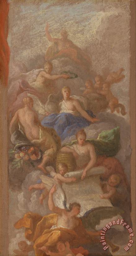 James Thornhill A Sketch of Gratitude Crowned by Peace, with Other Allegorical Figures of Industry, Fame And Plenty Art Painting