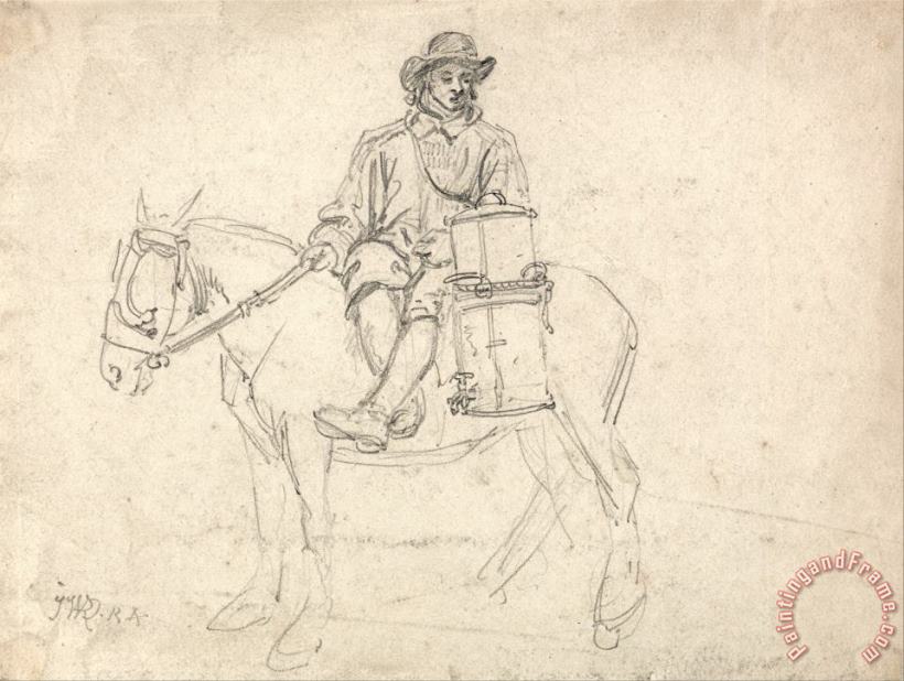 A Farmhand Riding Side Saddle, Carrying an Urn painting - James Ward A Farmhand Riding Side Saddle, Carrying an Urn Art Print