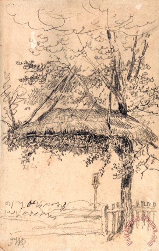A Thatched Shelter Suspended From a Tree painting - James Ward A Thatched Shelter Suspended From a Tree Art Print