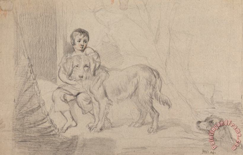 James Ward A Young Boy with Dogs Art Painting