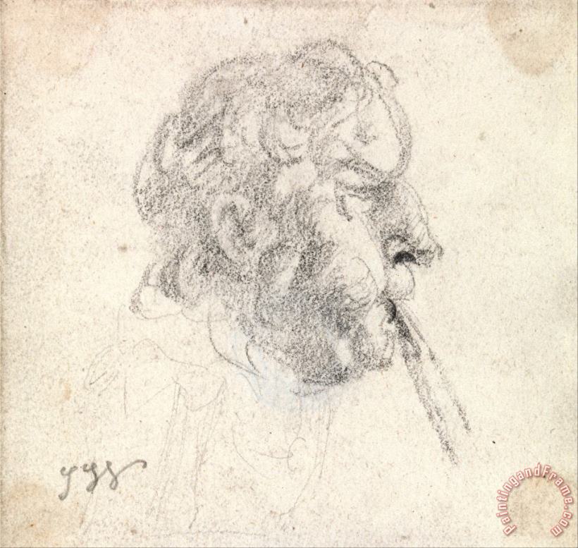 James Ward Head of a Man Blowing a Pipe Art Print