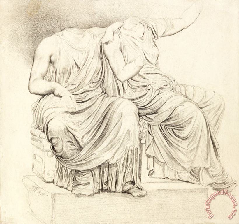 James Ward Study of Two Headless Classical Statues Art Print