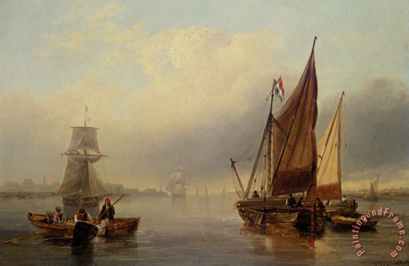 James Wilson Carmichael French Fishing Vessels Heading Out to Sea Art Print