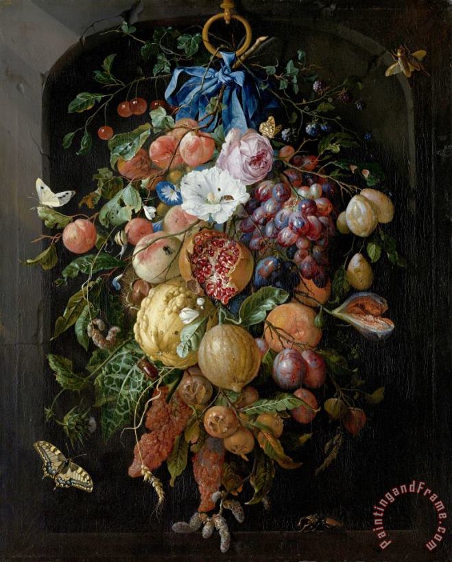 Festoon of Fruit And Flowers painting - Jan Davidsz de Heem Festoon of Fruit And Flowers Art Print